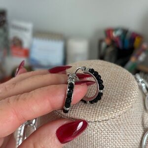 CLEAR OUT 
Elegant Australian Black Tourmaline Hoop sts